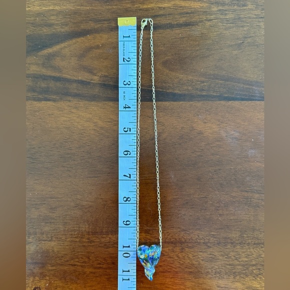 Vibrant Multicolor Heart Glass Pendant Necklace Handmade - Picture 8 of 9